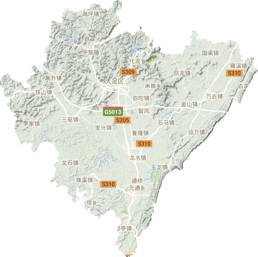 大足区地形地图