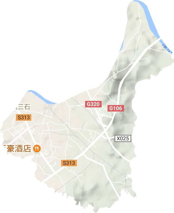 阳三石街道地形地图