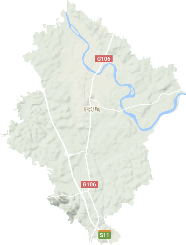 泗汾镇地形地图