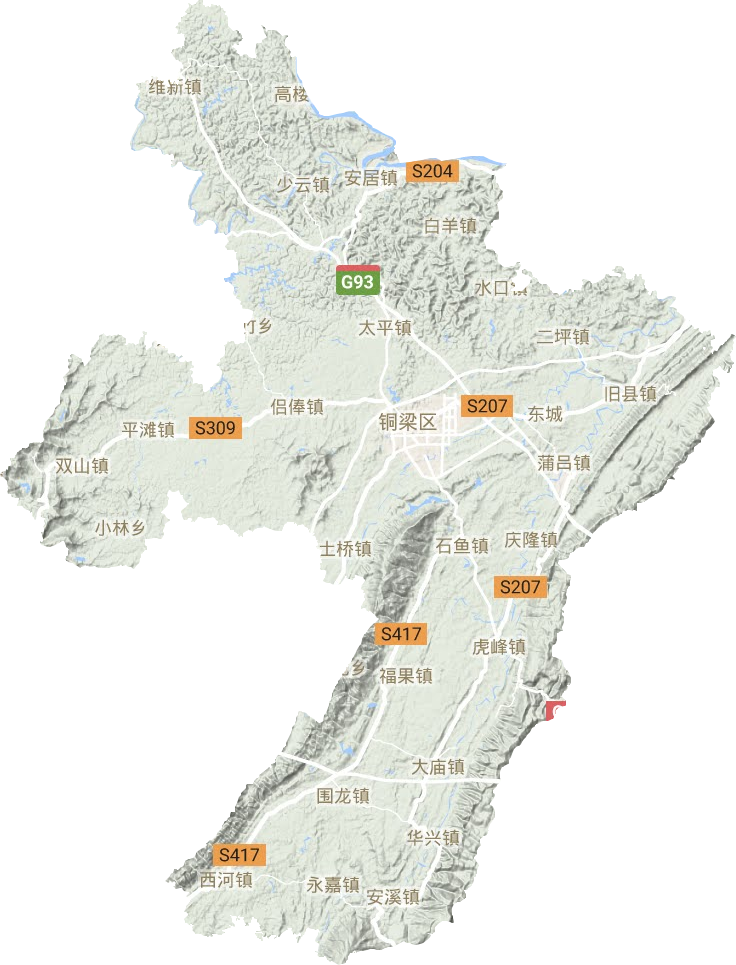 铜梁区地形地图