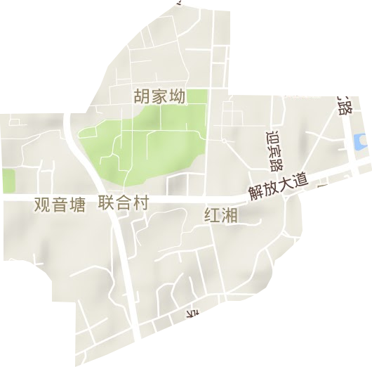 红湘街道地形地图