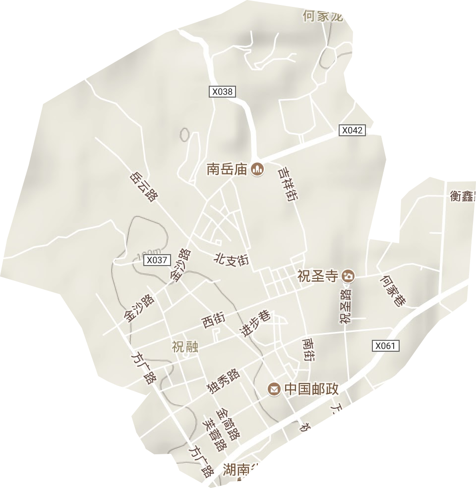 祝融街道地形地图