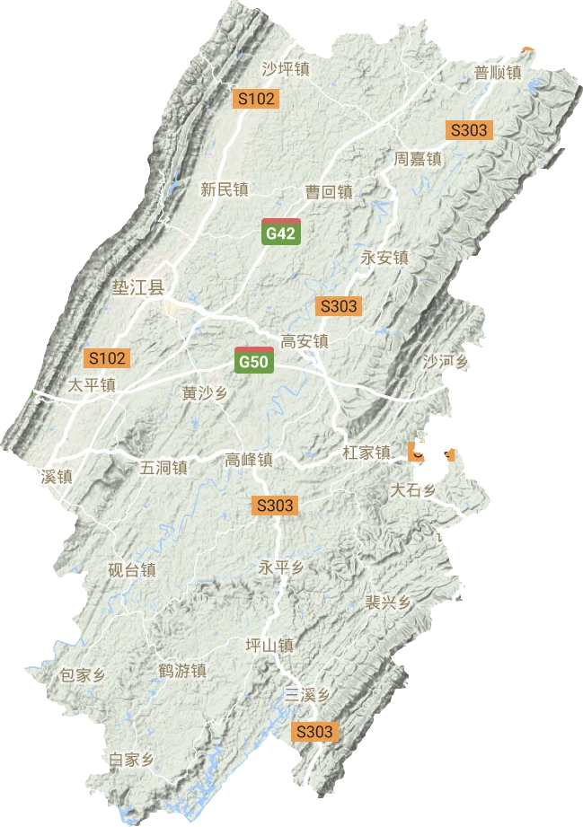 垫江县地形地图