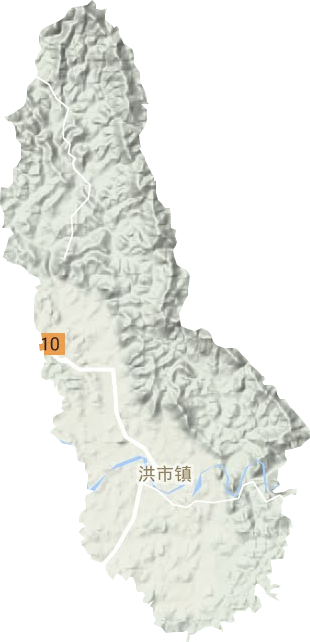 洪市镇地形地图