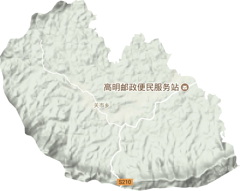 关市镇地形地图