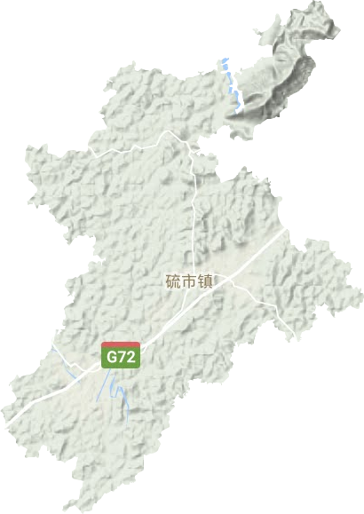 硫市镇地形地图