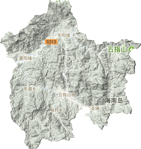 五指山市地形地图