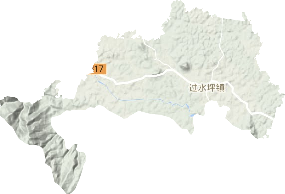 过水坪镇地形地图