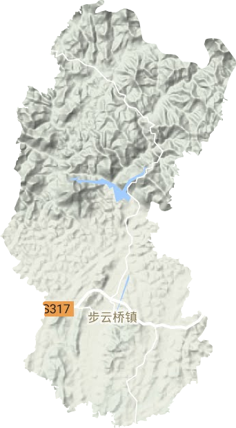 步云桥镇地形地图