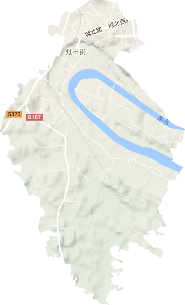 灶市街街道地形地图