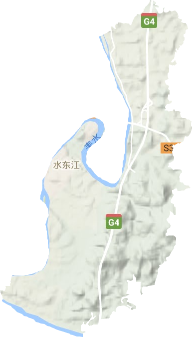水东江街道地形地图
