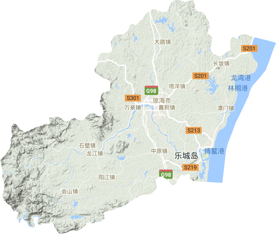 琼海市地形地图