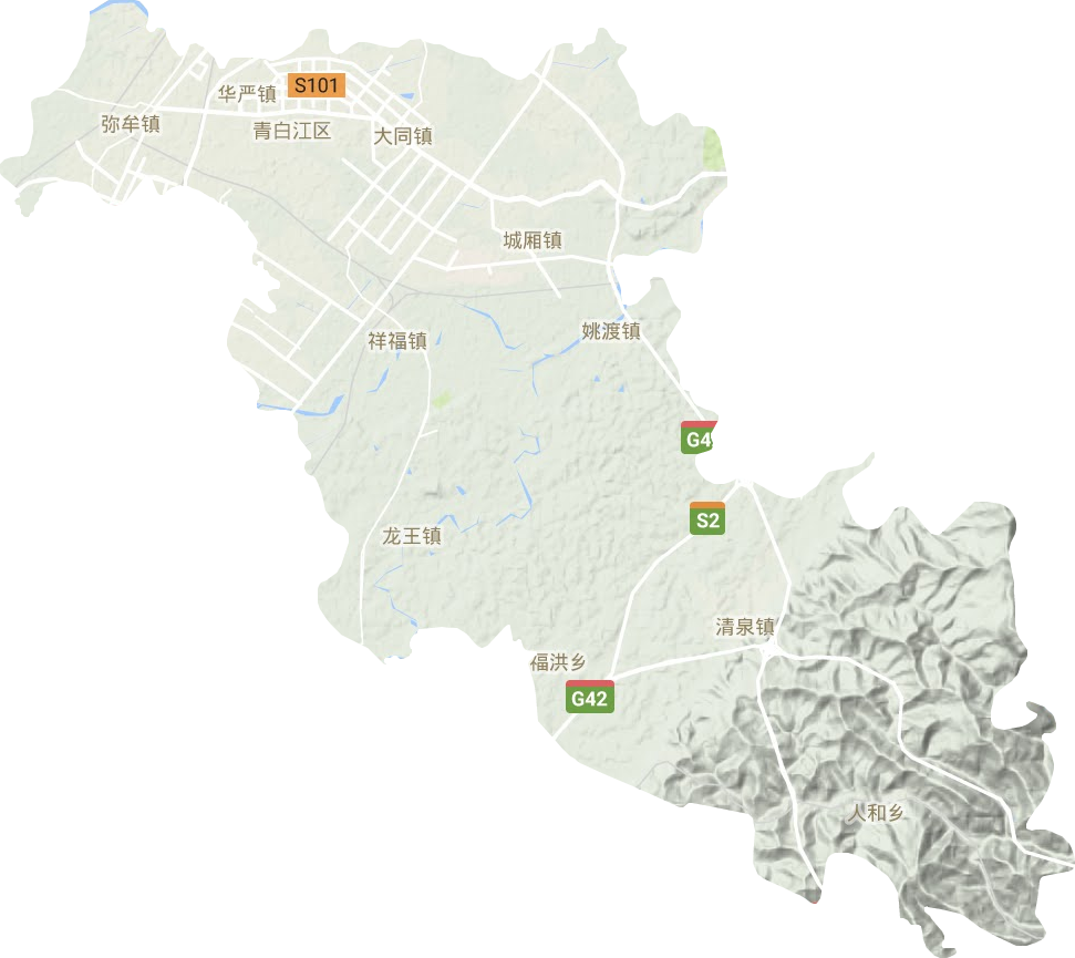青白江区地形地图