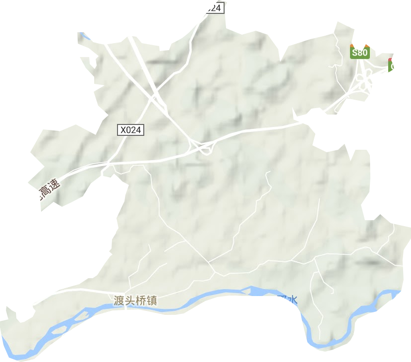 渡头桥镇地形地图