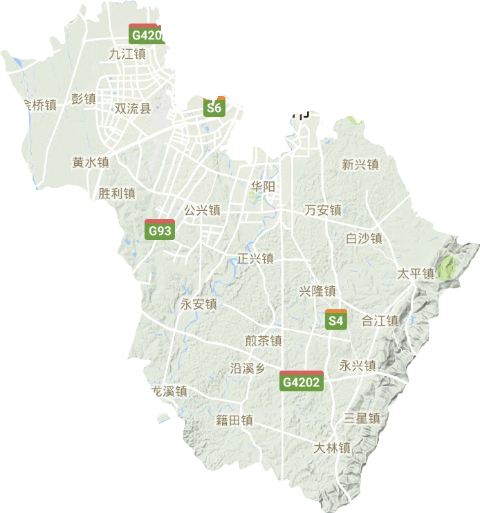 双流区地形地图