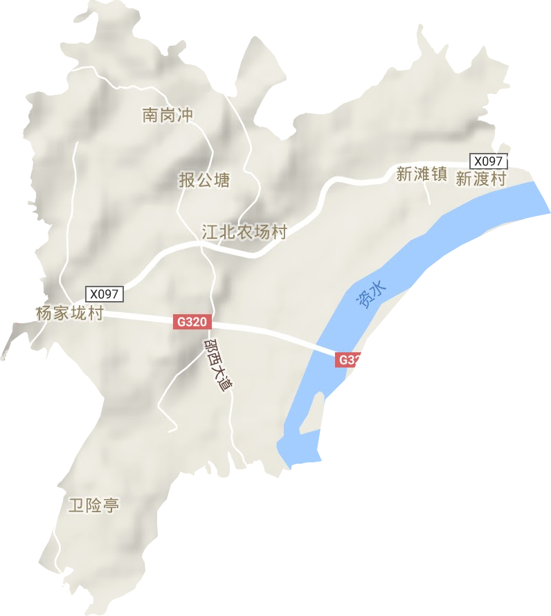 新滩镇街道地形地图
