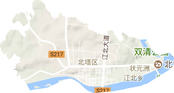 状元洲街道地形地图