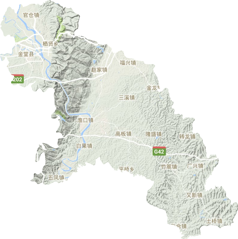 金堂县地形地图