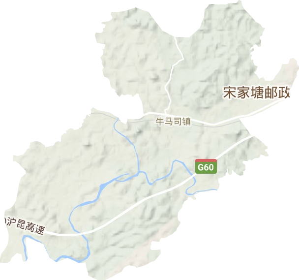 牛马司镇地形地图