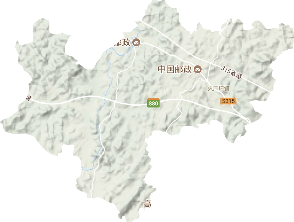 火厂坪镇地形地图