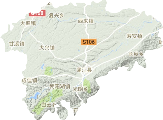 蒲江县地形地图