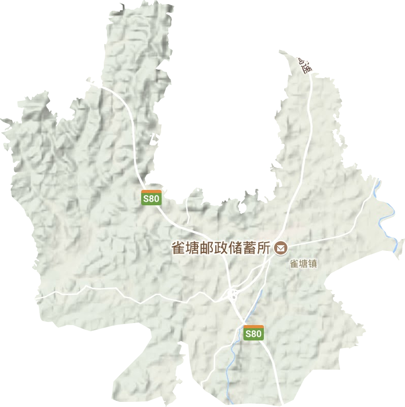 雀塘镇地形地图