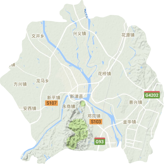 新津区地形地图