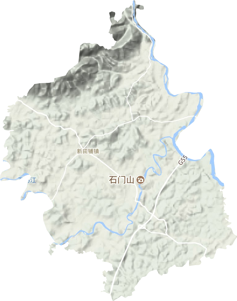 新田铺镇地形地图