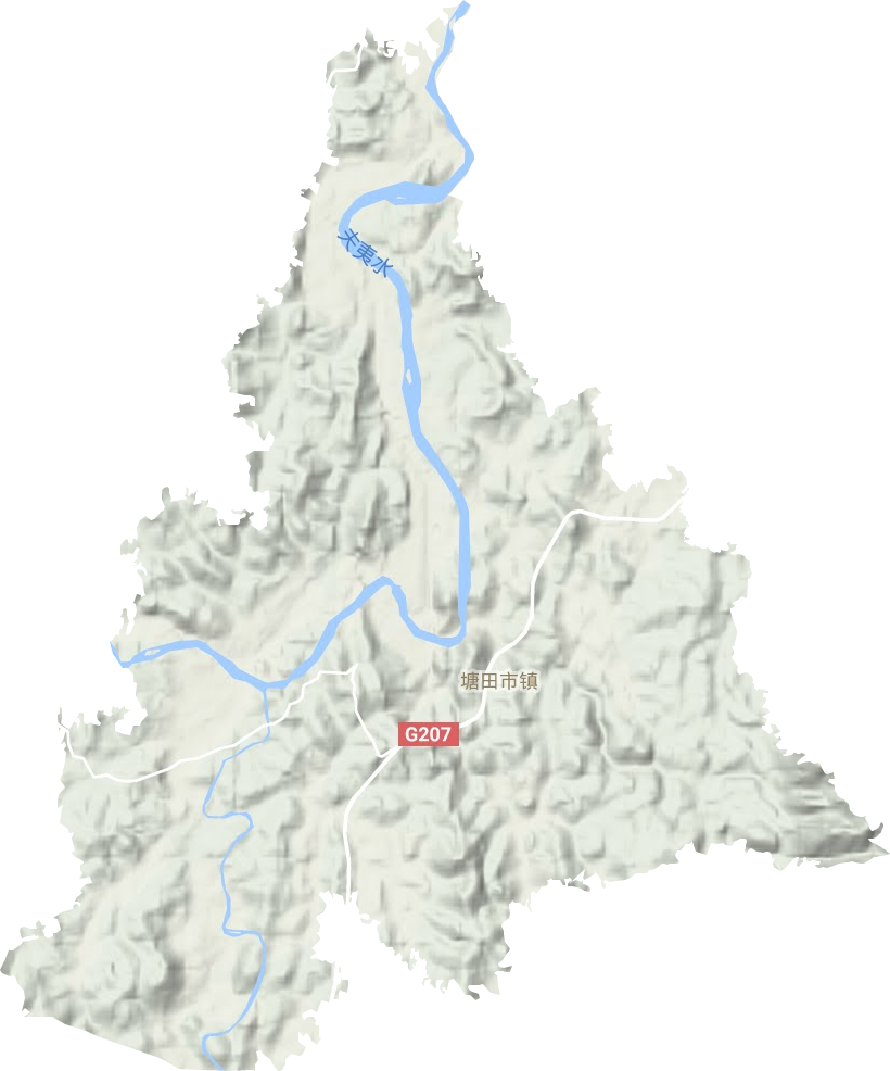 塘田市镇地形地图