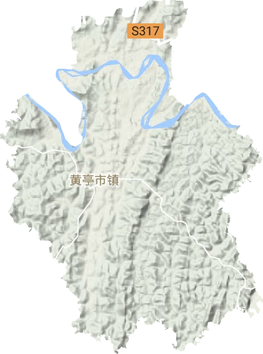 黄亭市镇地形地图