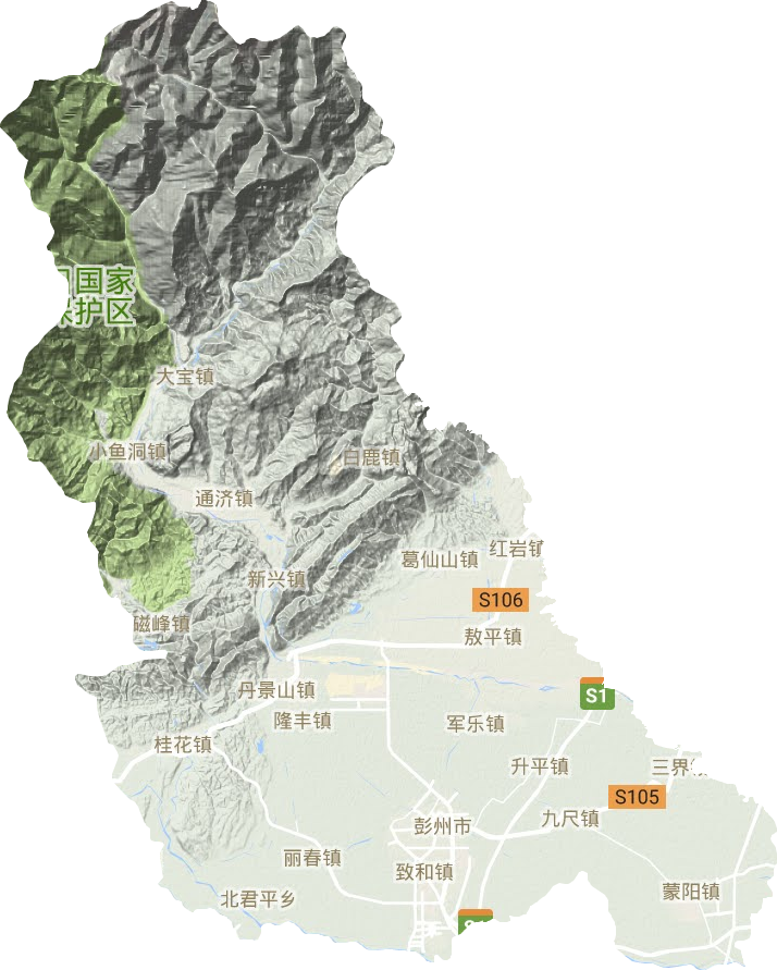 彭州市地形地图