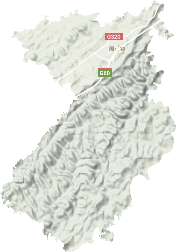 周旺镇地形地图