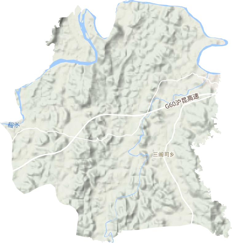 三阁司镇地形地图