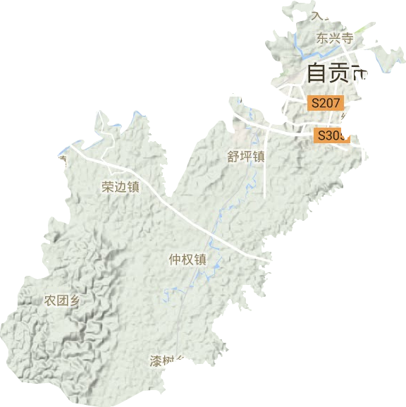 自流井区地形地图