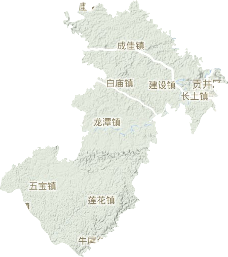 贡井区地形地图