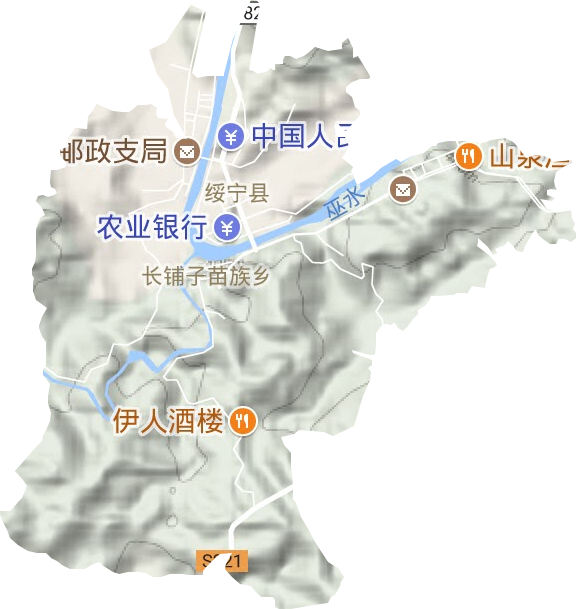 长铺镇地形地图