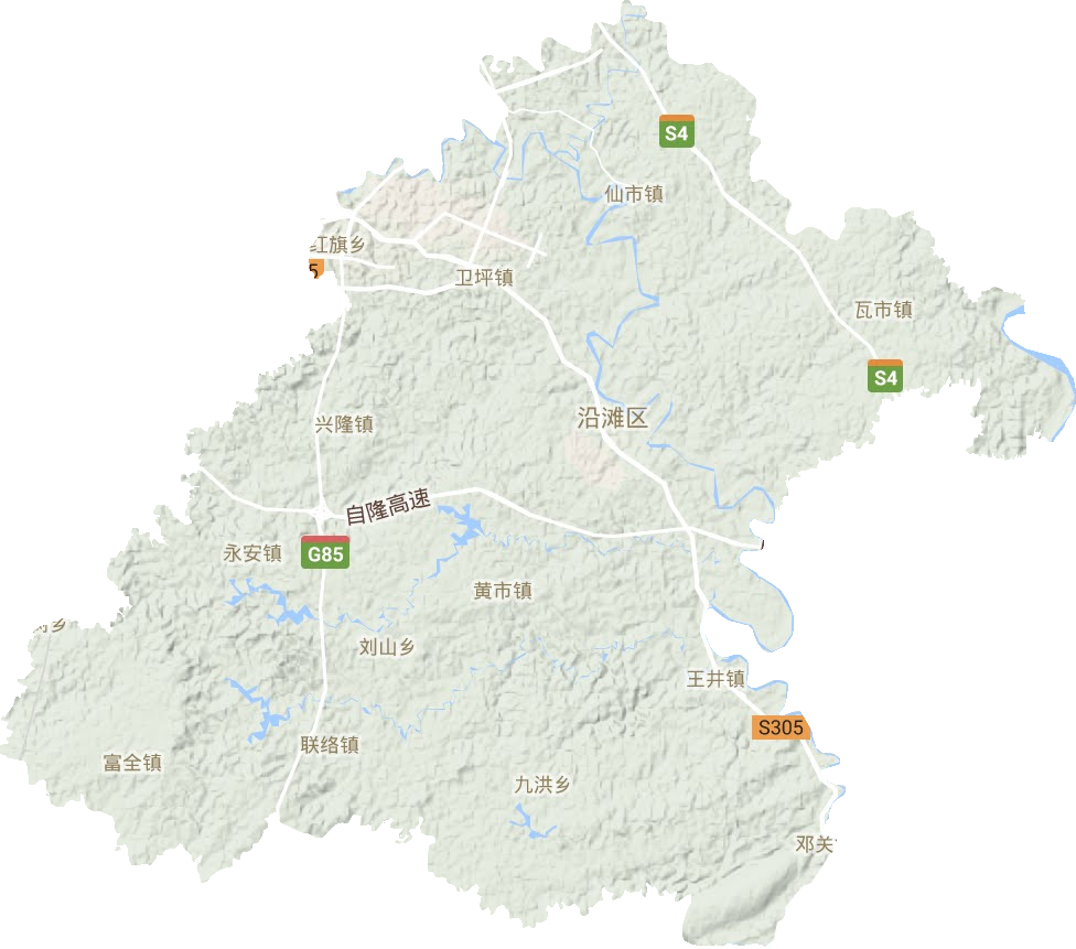 沿滩区地形地图