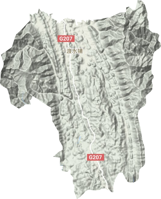 一渡水镇地形地图