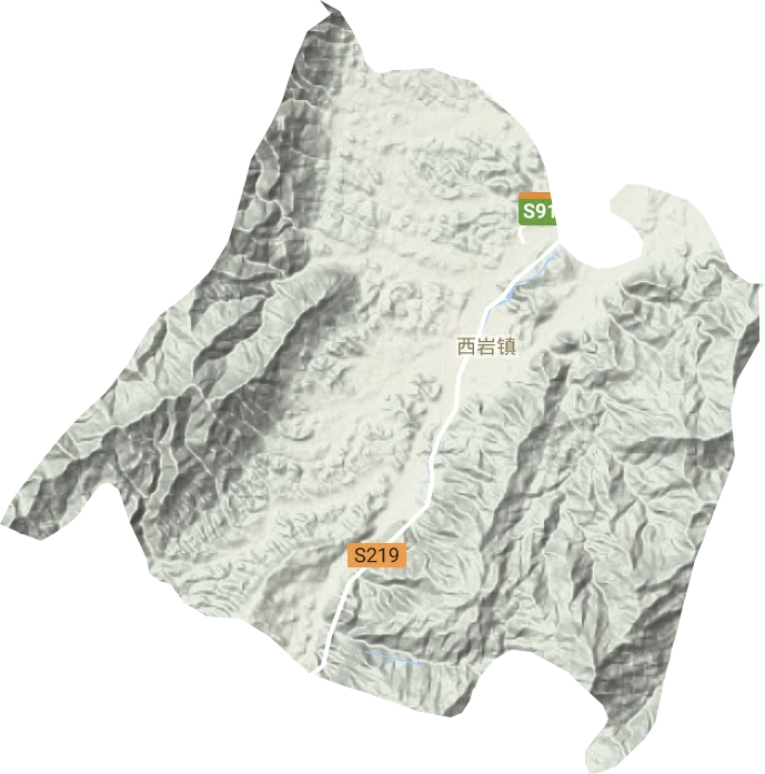 西岩镇地形地图