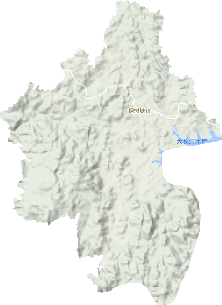 稠树塘镇地形地图