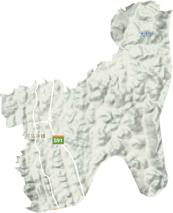 司马冲镇地形地图