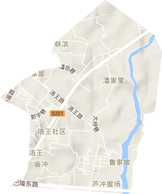 洛王街道地形地图