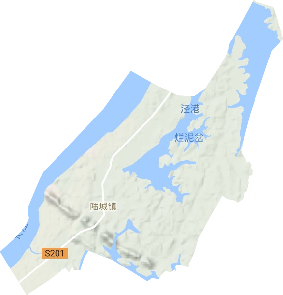 陆城镇地形地图