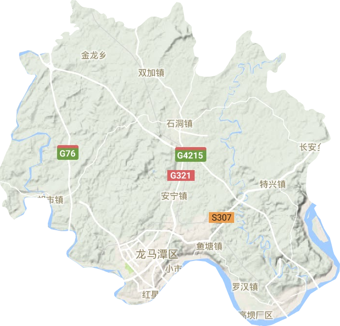 龙马潭区地形地图