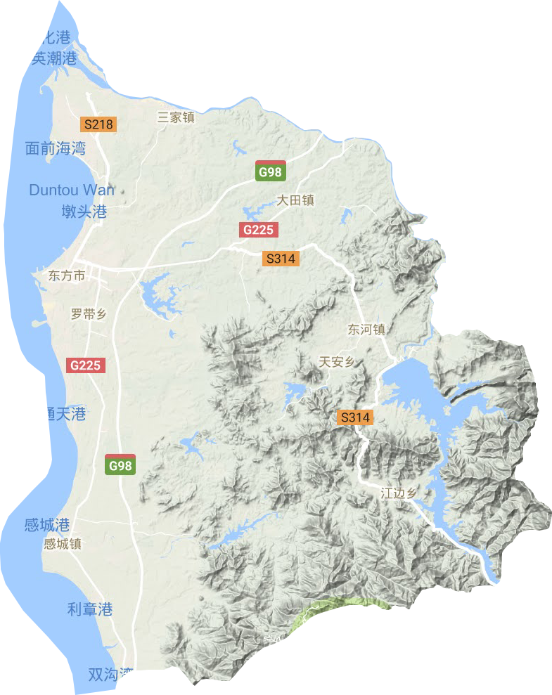东方市地形地图