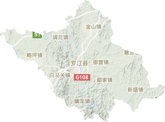 罗江区地形地图