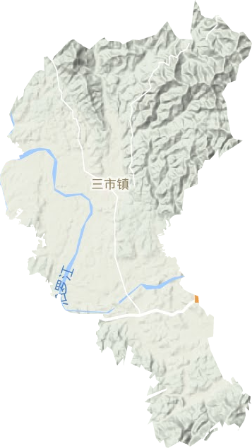 三市镇地形地图