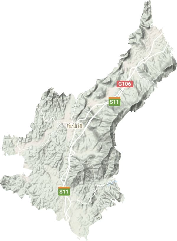 梅仙镇地形地图