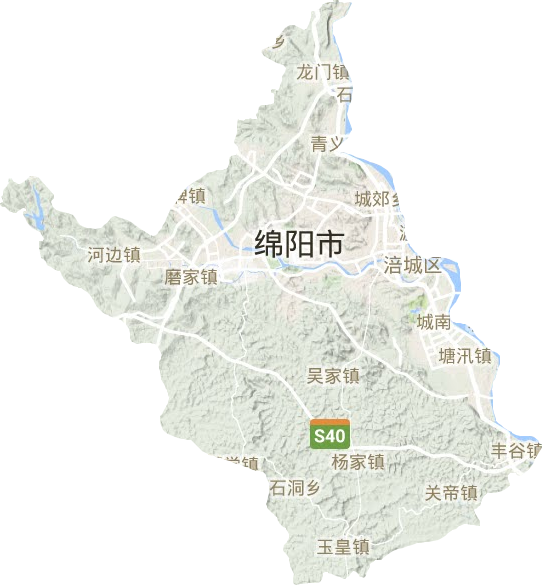 涪城区地形地图