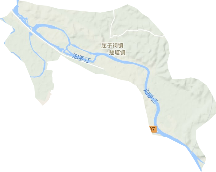 屈子祠镇地形地图